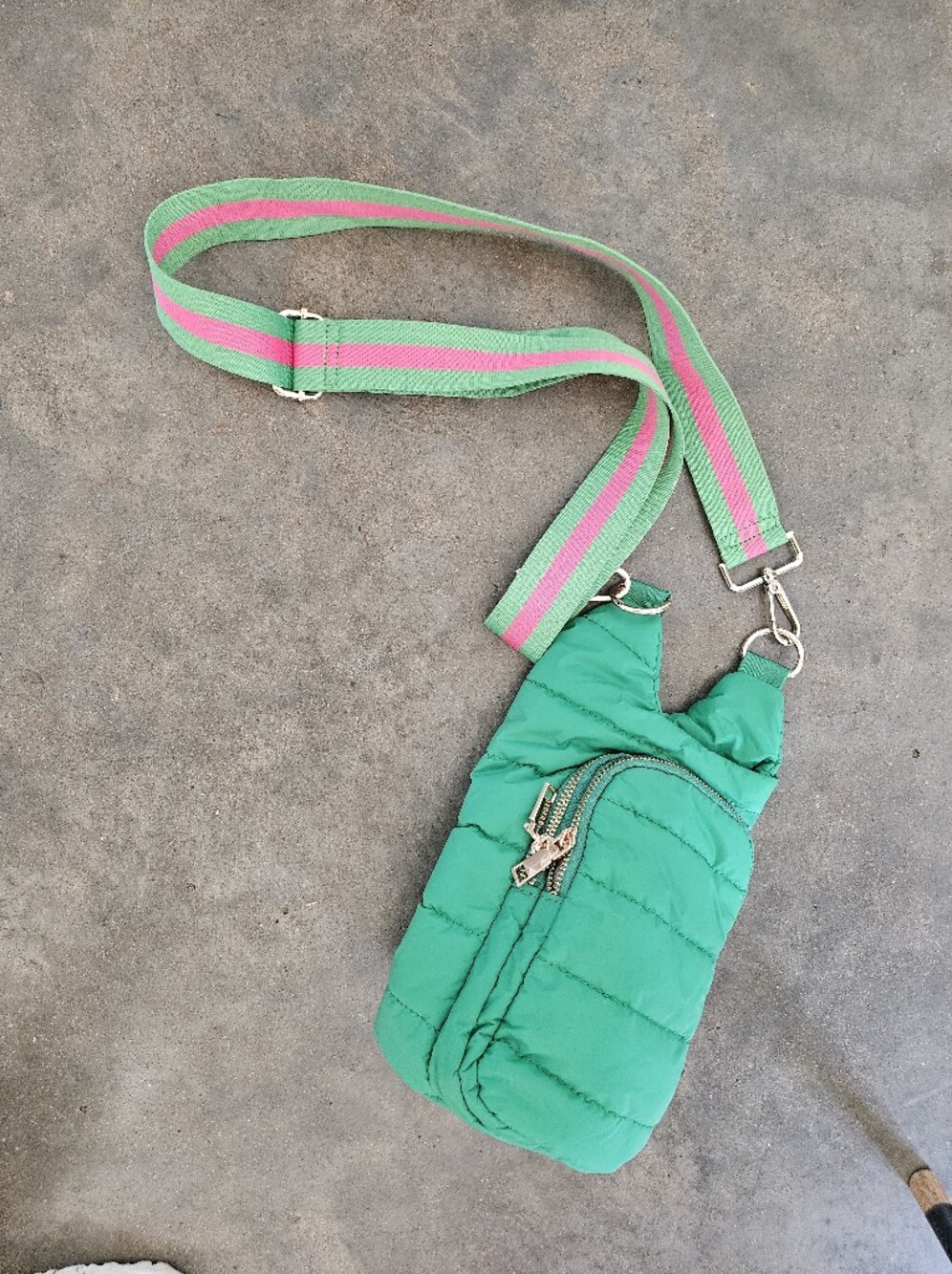 Wander Green Quilted Crossbody Bottle Carrier